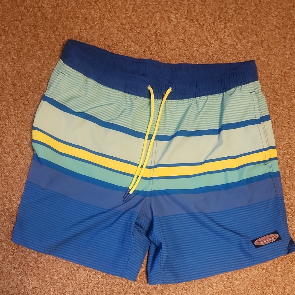 Vineyard Vines Blue Striped Swim Trunks